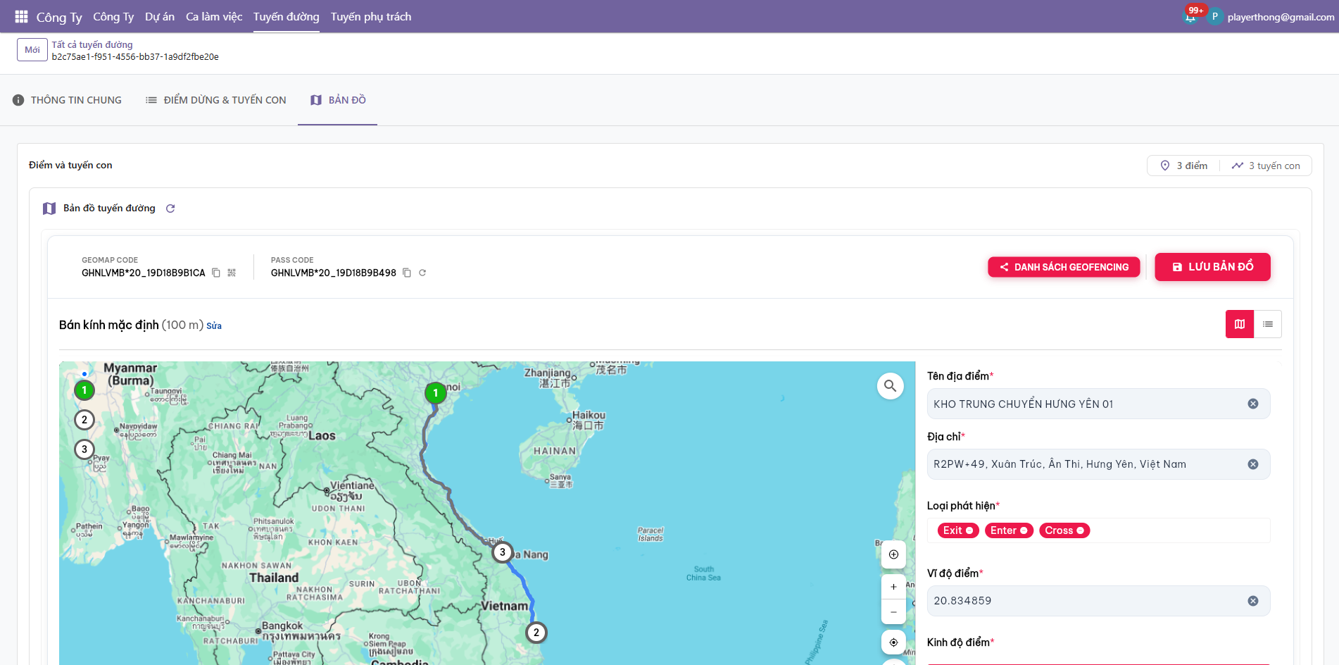 Route editor screenshot